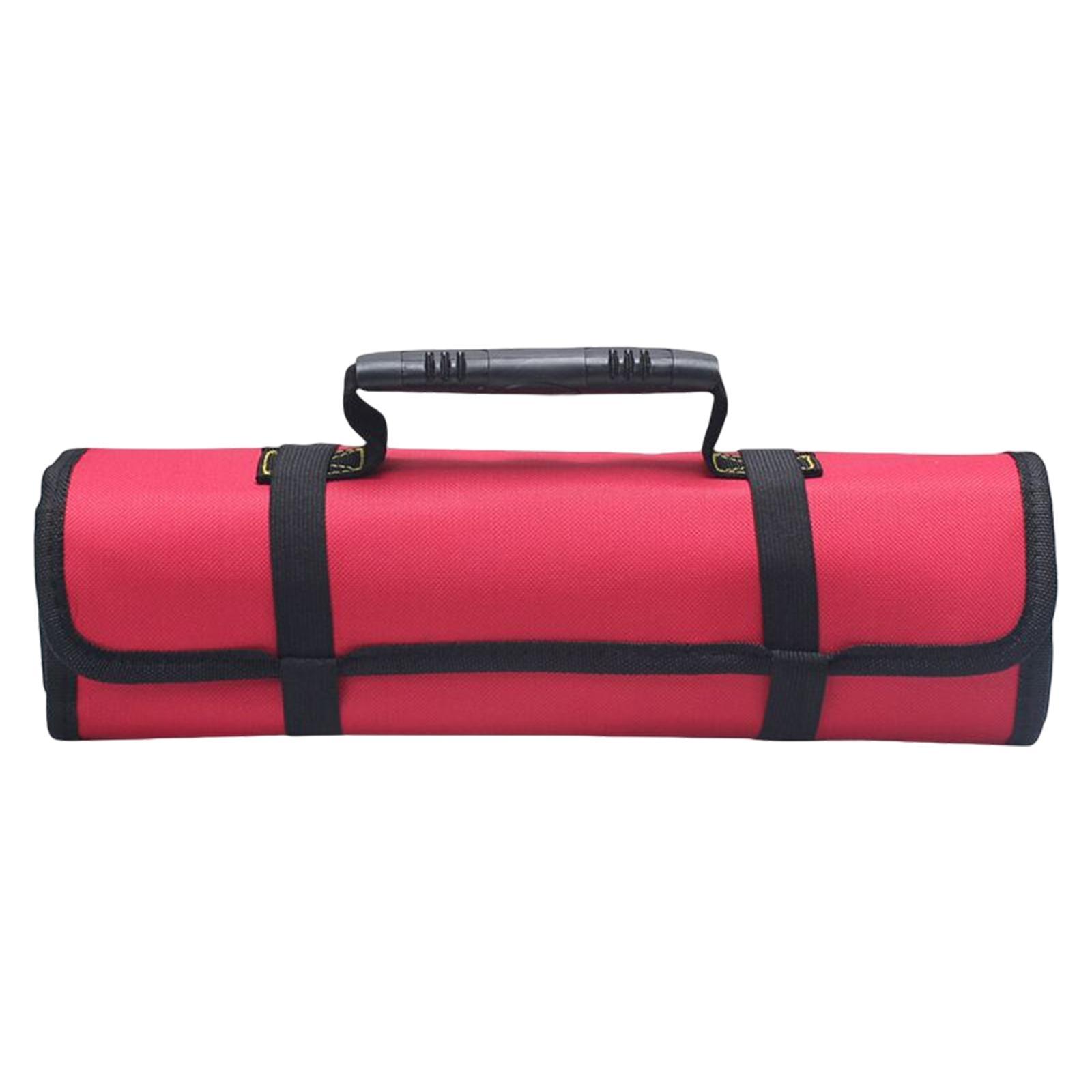 Roll up Tool Bags Wrap Roll Organizer Carry Bag Canvas Carrying Handles Wrench Pouch for Repair Tools Screwdriver Motorcycle Electricians