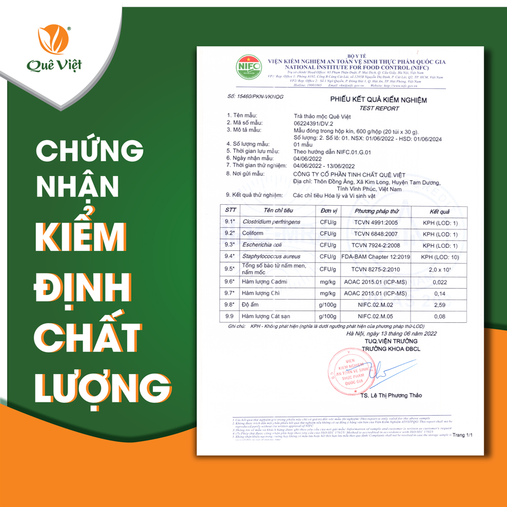 Trà thảo mộc Quê Việt - Mát gan, ngủ ngon, giảm căng thẳng mệt mỏi, nguyên liệu hữu cơ - hộp 600g