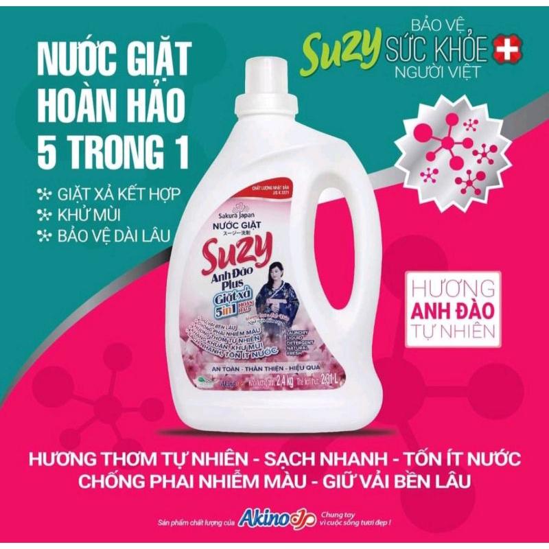 Nước giặt xả Suzy 2,4kg Nhật Bản công nghệ Nano Bạc