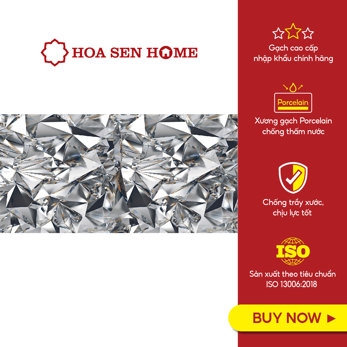 Gạch men ốp tường LUSTRA INEMB0601200055 loại gạch granite độ dày 9.4mm, gạch 1 face, kích thước 600mmx1200mm, thùng 2 viên - Hàng chính hãng