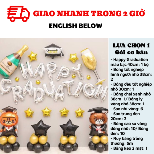 Bộ bóng trang trí tốt nghiệp 2023 - Graduation balloons ltn34