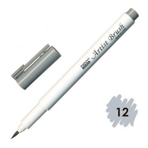 Combo 4 bút lông đầu cọ viết calligraphy Marvy Artist Brush 1100 - UP.PENS Collection - Grey Colors 1