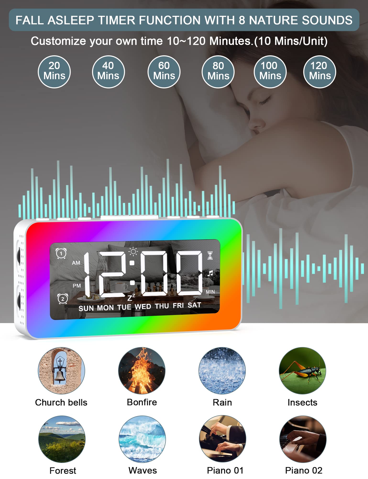 Đồng Hồ Báo Thức Kiêm Đèn Ngủ Có Tích Hợp Những Bài hát du dương MultiAlarm Clock Music Lamp