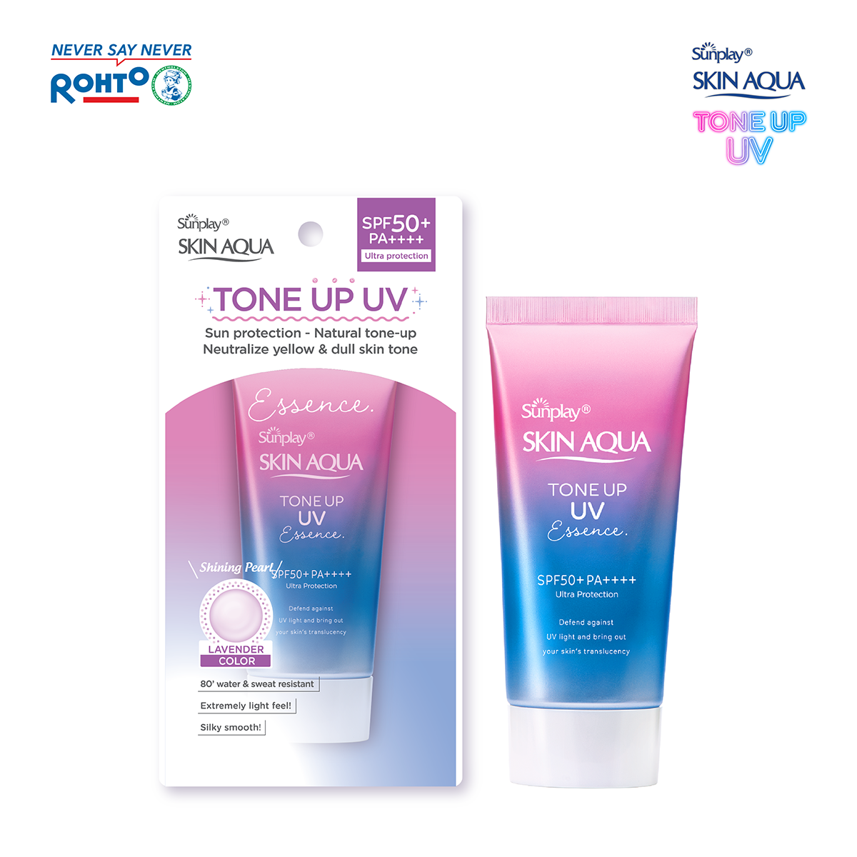 Tinh chất chống nắng nâng tông Skin Aqua Tone up Lavender cho da tối màu & da vàng Sunplay Skin Aqua Tone Up UV Essence Lavender SPF 50+ PA++++ 50g