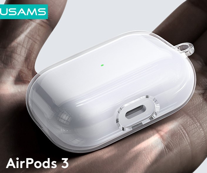 Vỏ Ốp Case Bảo Vệ TPU Trong Suốt Usams Cho AIRPODS 3 Kèm móc treo_ Hàng Chính Hãng