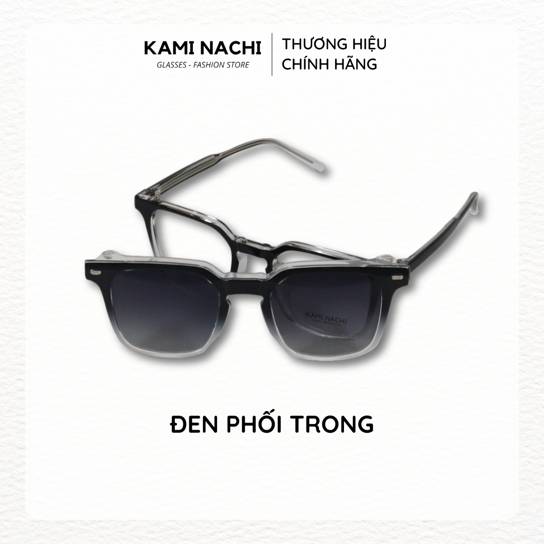 Gọng kính Clip On phiên bản vuông lớn đa năng, cắt được cận KAMI NACHI T8191