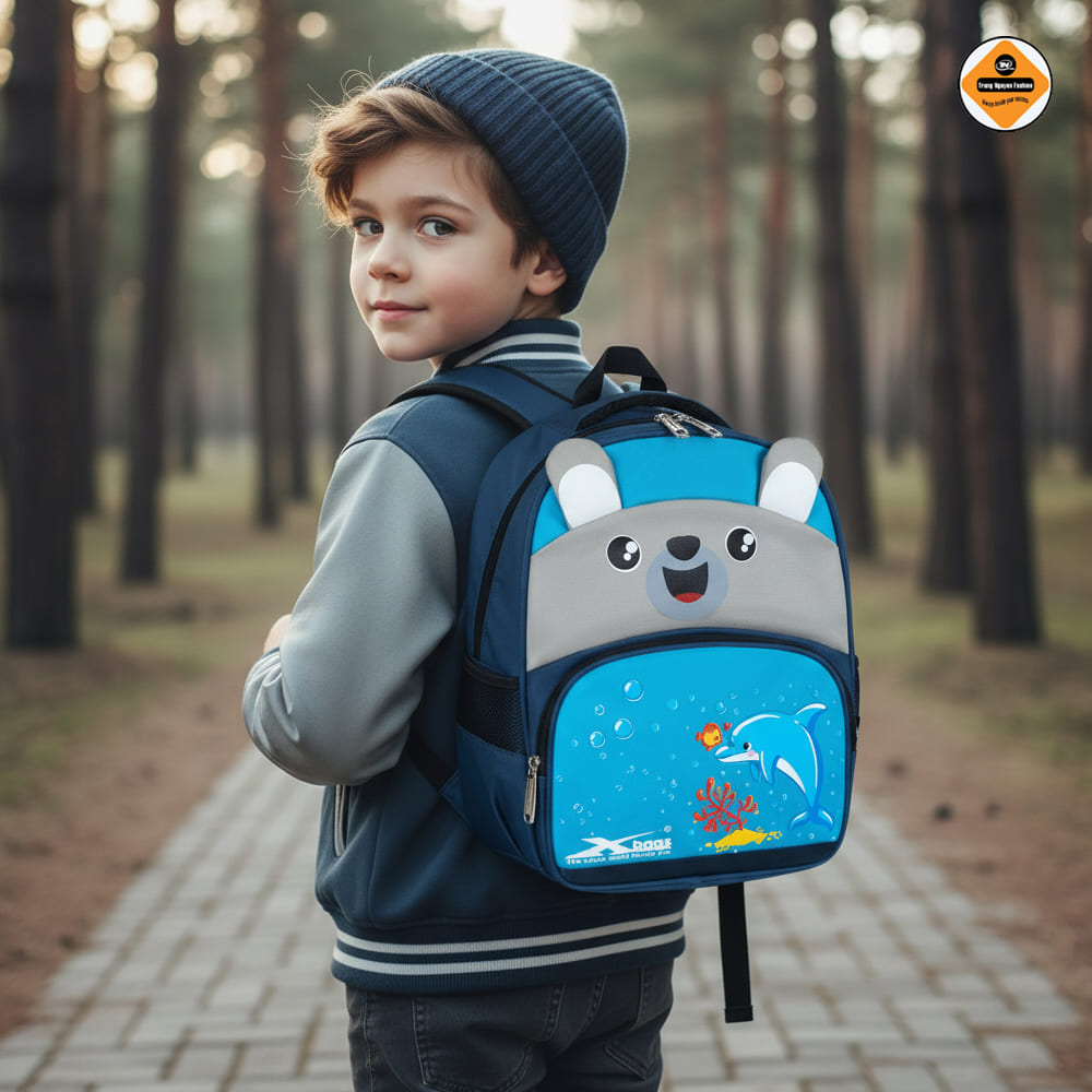 Balo mầm non siêu nhẹ Xbags Dolphin – Balo mầm non nhiều ngăn tiện lợi, thiết kế thông minh dễ thương XB 3020