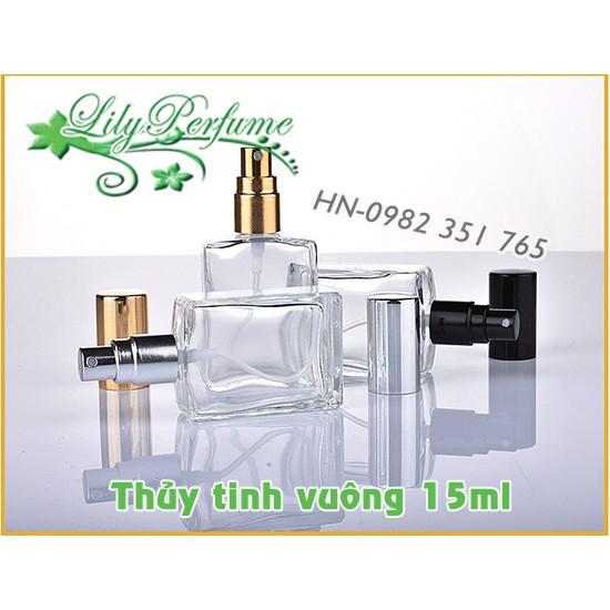 Lọ chiết nước hoa 15ml thủy tinh vuông dẹt Vỏ chiết Ống Chiết Chai chiết nước hoa