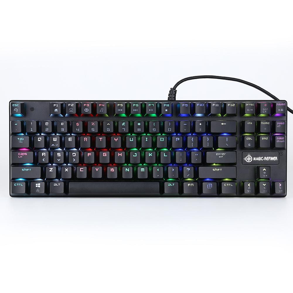 Bàn phím chơi game cơ học có dây USB Kết hợp Ánh sáng Xanh Công tắc 87 Phím cho Văn phòng game thủ Thể thao điện tử Magic-Refiner 1506