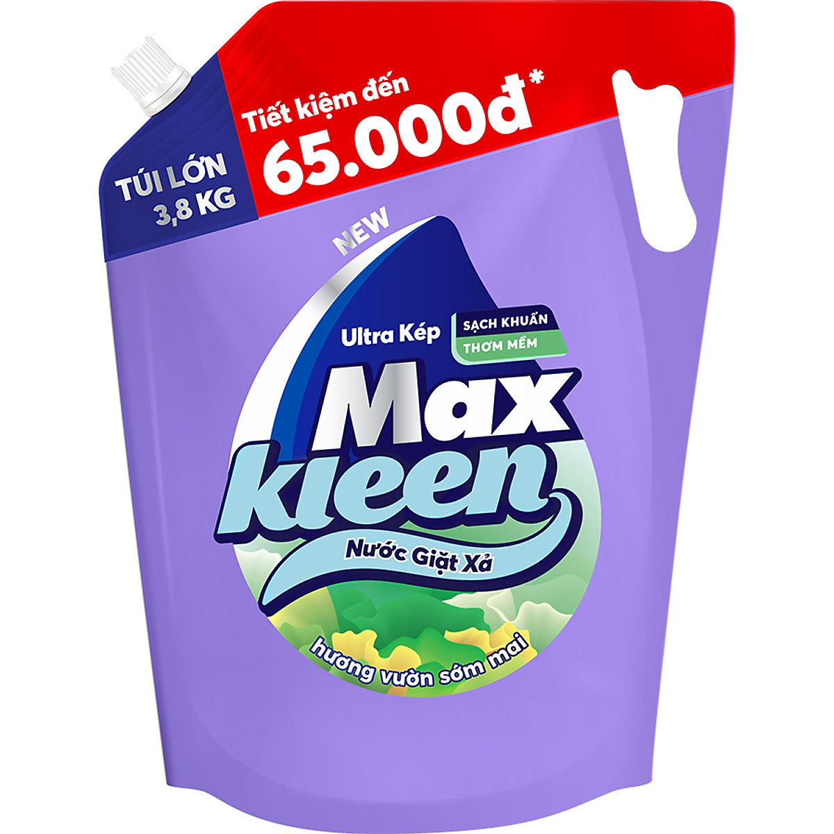 Túi Nước Giặt Xả Maxkleen Hương Vườn Sớm Mai (3.8kg)