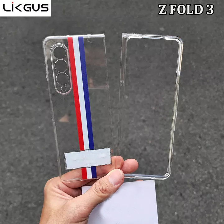 Ốp lưng cho Samsung Galaxy Z Fold 4 trong suốt chống sốc hiệu Likgus họa tiết 3 sọc màu (có ngăn bảo vệ camera, chất liệu cao cấp, thiết kế thời trang) - hàng nhập khẩu