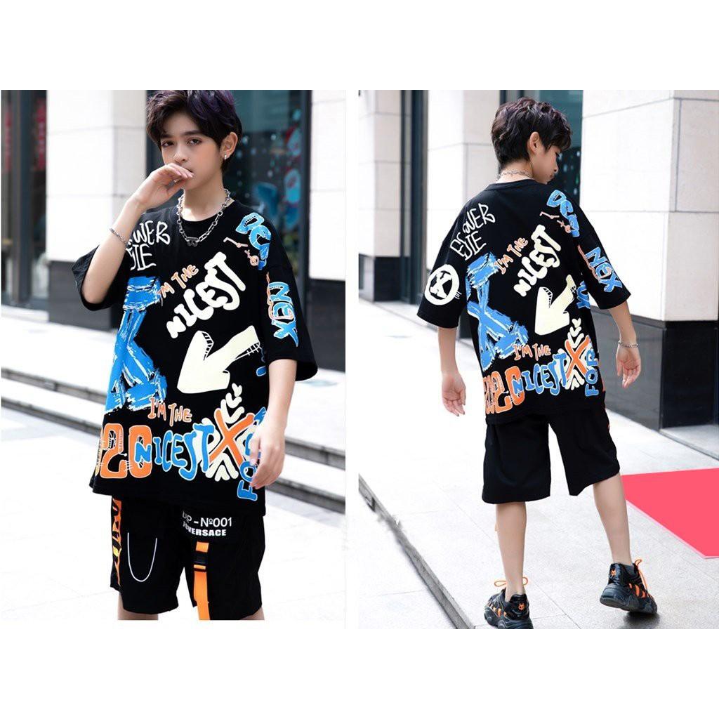 Thời trang trẻ em - Đồ bộ bé trai, bé gái, kiểu dáng HipHop thun cotton ngắn tay - SockiMall