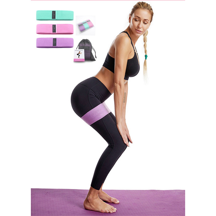 Bộ 3 Dây Kháng Lực Vải Tập Mông Mini Band Gym Yoga Siêu Bền + Tặng túi lưới + Túi Zip + Sách hướng dẫn tập