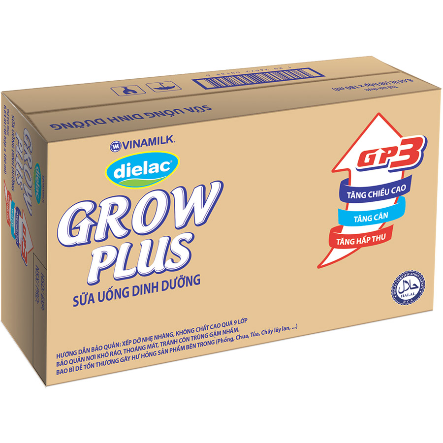 Thùng 48 Hộp Sữa Bột Pha Sẵn Vinamilk Dielac Grow Plus - Đỏ 180ml