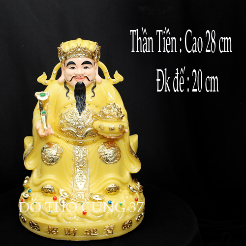 [ CAO 28 CM ] TƯỢNG ÔNG THẦN TIỀN MÀU VÀNG [ COMPOSITE + BỘT ĐÁ ]