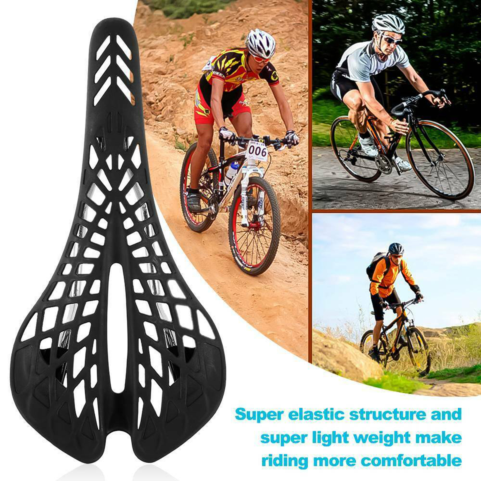 Yên Màu Đen Giảm Xóc Thoáng Gió Cho Xe Đạp Leo Núi