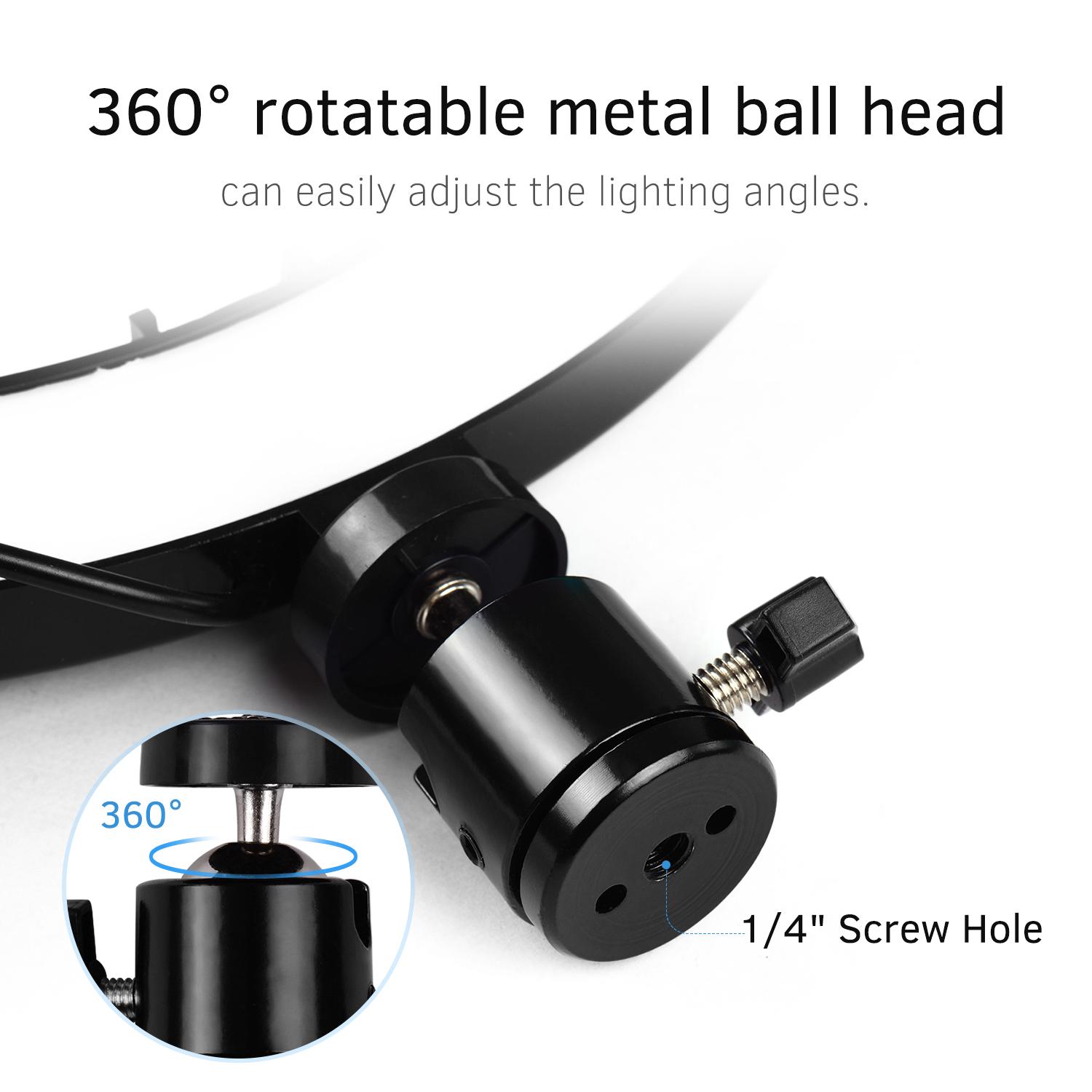 Đèn LED vòng 10 inch Chụp ảnh Đèn chiếu sáng 3 chế độ USB có thể điều chỉnh độ sáng Được hỗ trợ với giá ba chân máy tính để bàn mini để phát trực tiếp