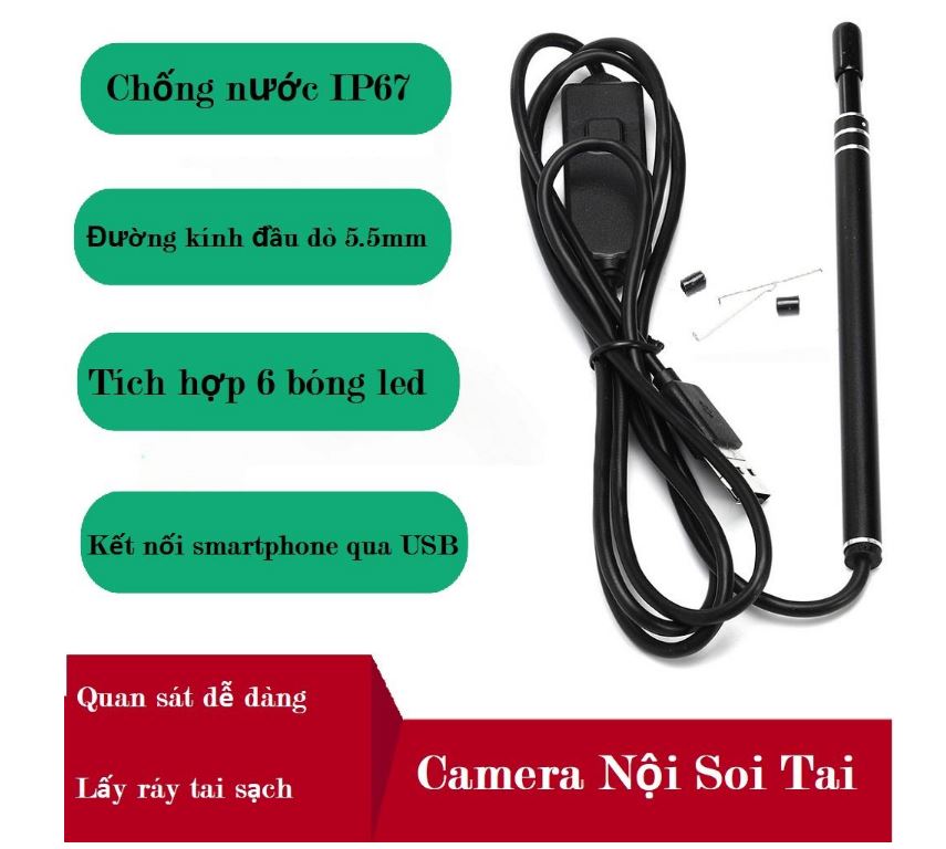 Dụng Cụ Lấy Ráy Tai Tích Hợp Camera Mini Visual Earpick Có Thể Sử Dụng Tất Cả Các Dòng Điện Thoại