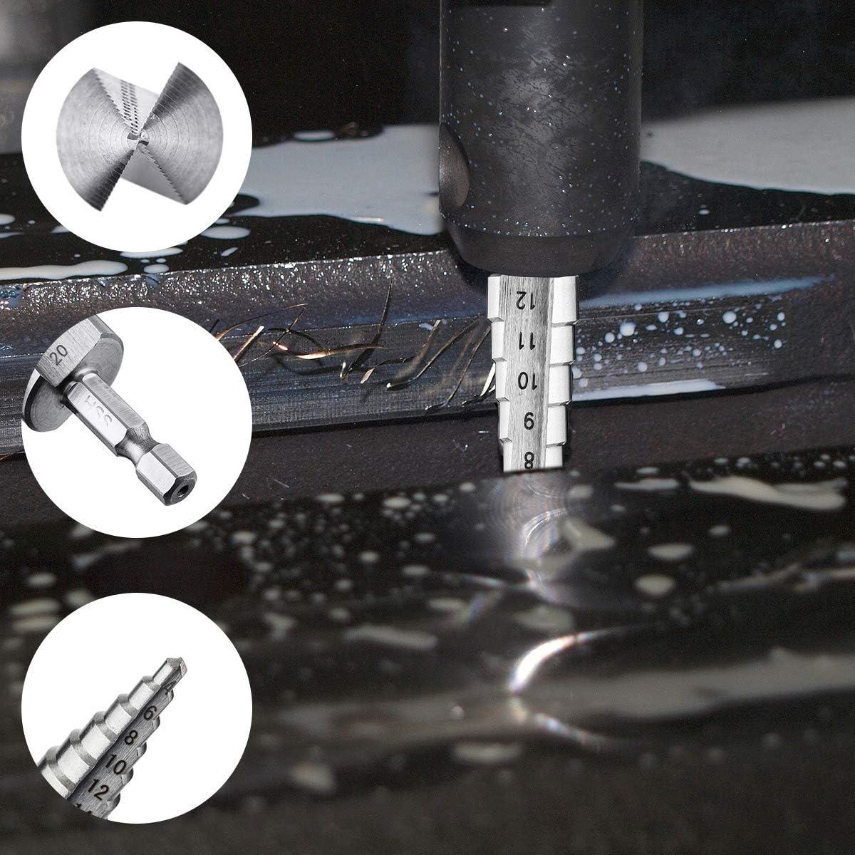 Mũi khoan bước, 4 mũi khoan mũi khoan kim loại 4-12/20/32mm Mũi khoan bước Mũi khoan thép mũi khoan tam giác hình nón với lớp phủ titan Tua vít khoan cho thép/gỗ/đồng thau/nhựa/PVC