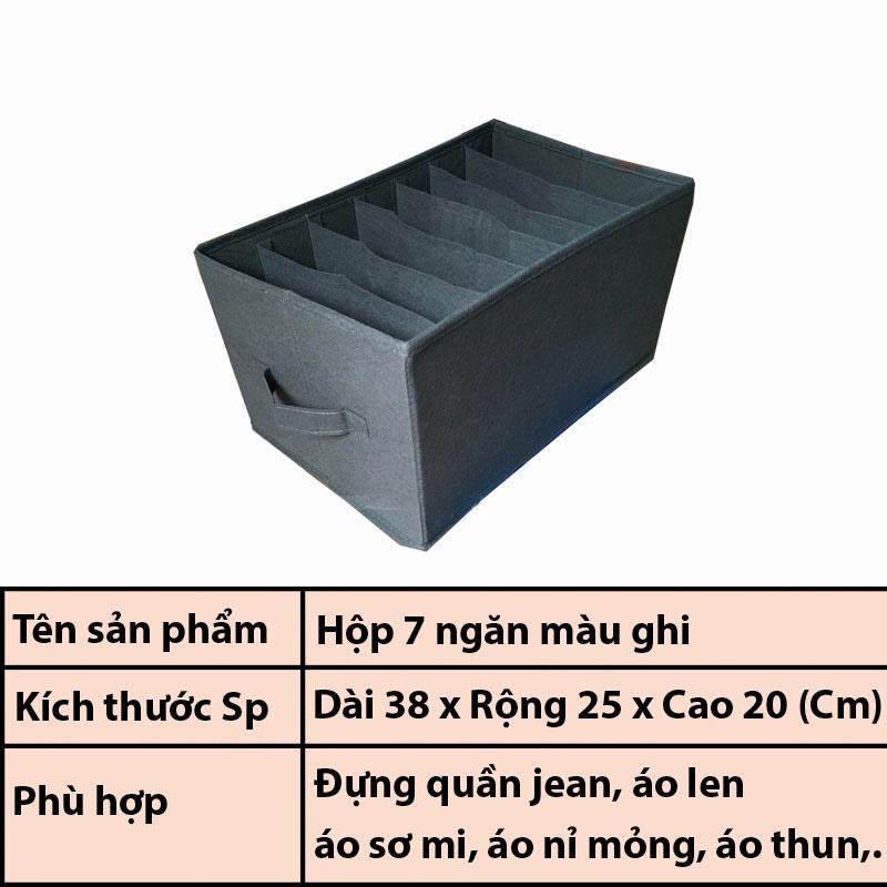 Hộp túi vải chia ngăn đựng quần áo, khay vải đựng đồ 7 ngăn, hộp vải đựng áo sơ mi 9 ngăn 38x25x20 TAGO ND39