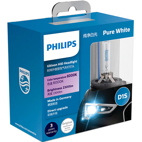 Bộ 2 Bóng đèn Ô tô/Xe hơi Xenon Philips PURE WHITE D1S 85415 85V 35W 6000K - Hàng Chính Hãng