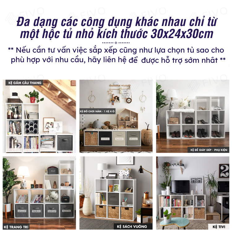 Kệ Sách Tổ Ong Gỗ MDF FIVO FB01 Màu Trắng Sáng Tạo Đa Công Dụng Dễ Lắp Ráp