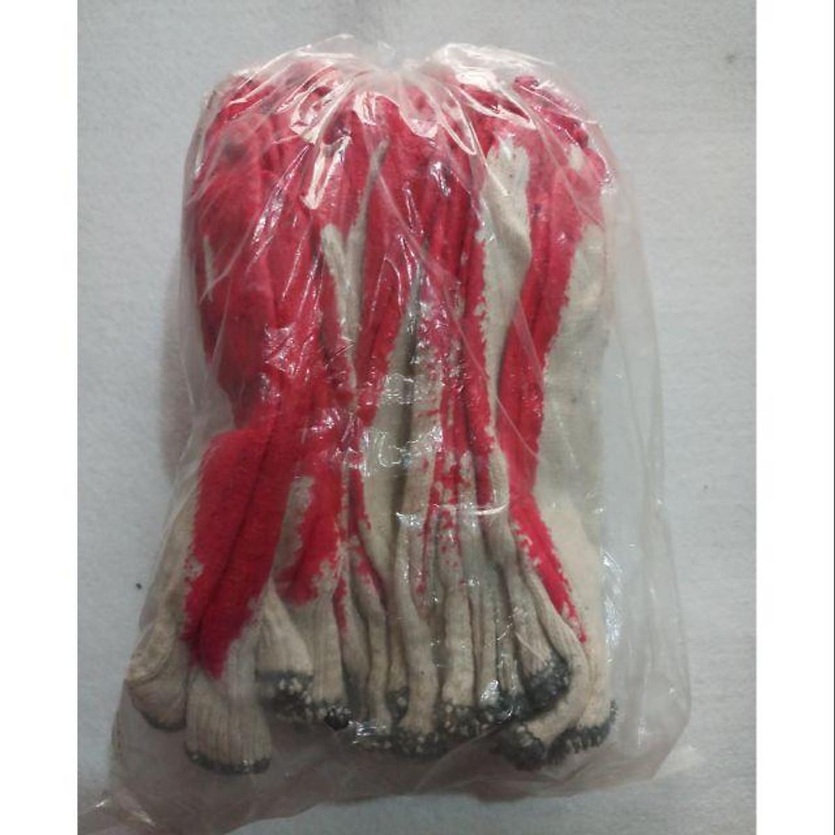 Găng tay sợi sơn đỏ sét bịch( 12 đôi)