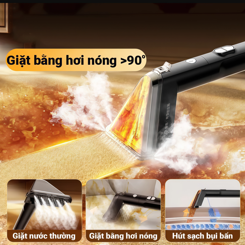 HÀNG CHÍNH HÃNG - Máy giặt nệm, thảm, sofa bằng hơi nước nóng 4 trong 1. Thương hiệu Nga cao cấp DSP - KD2065