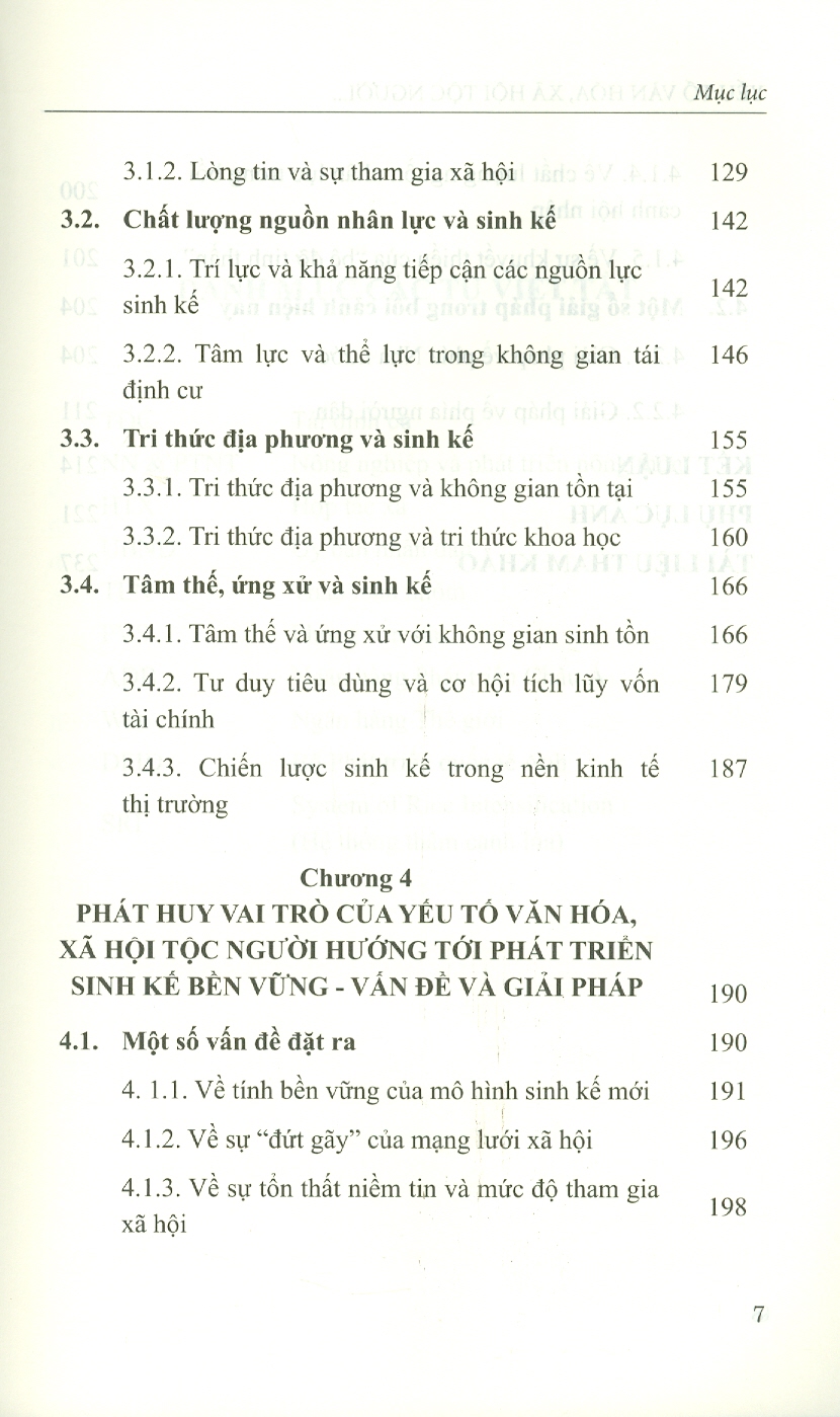 Yếu Tố Văn Hóa, Xã Hội Tộc Người Trong Đời Sống Sinh Kế Của Người Dân Vùng Tái Định Cư Thủy Điện (Sách chuyên khảo)