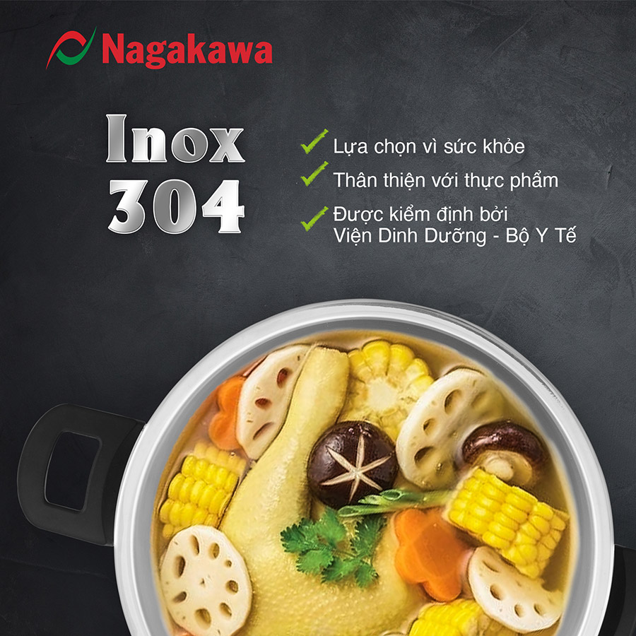 Nồi Áp Suất Đáy Từ Đa Lớp Nagakawa NAG1473  - Lòng Nồi Inox 304, Van Kép 3 Cấp An Toàn