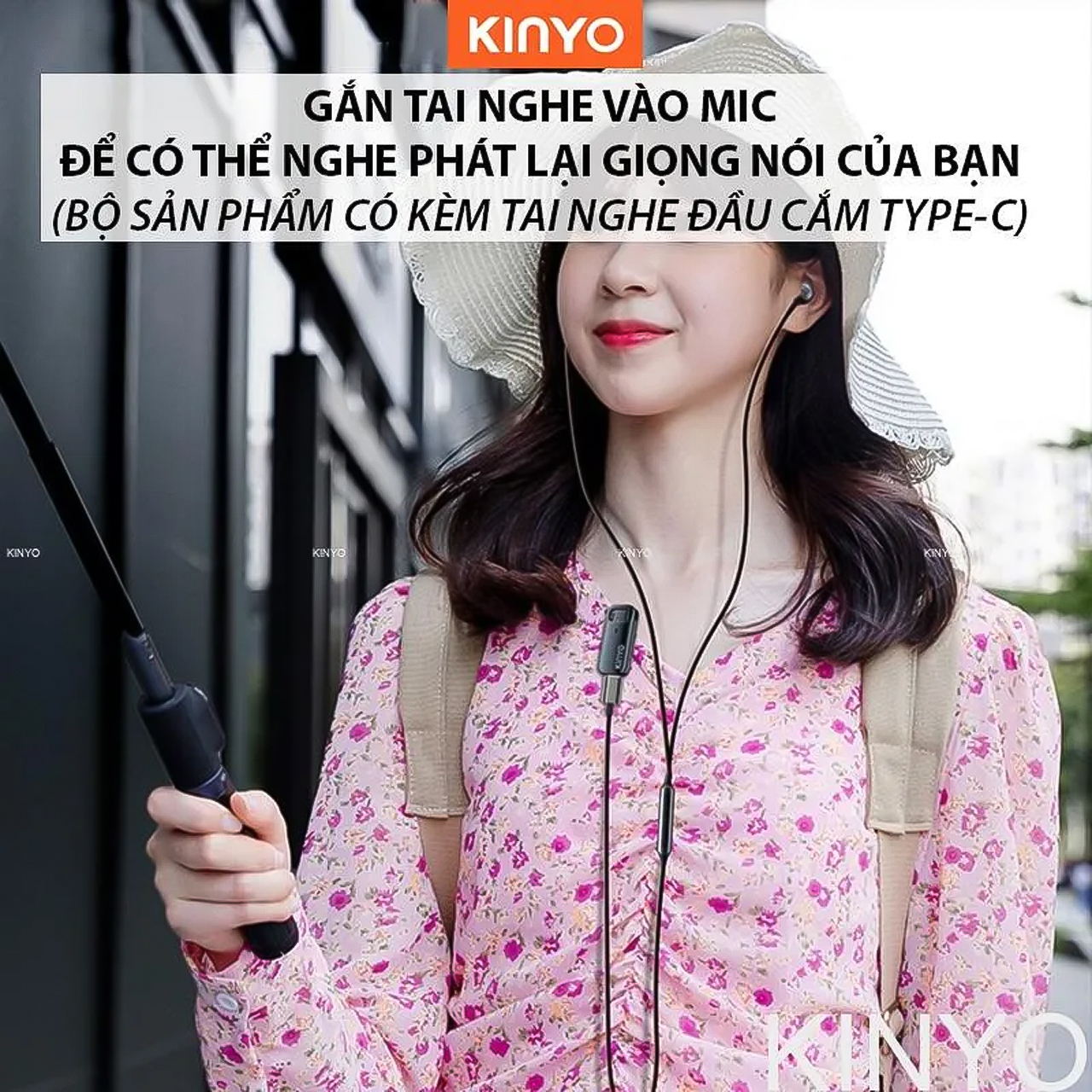 Micro thu âm không dây cài áo Vinetteam Kinyo M36 kèm dock sạc lọc âm chống ồn cao cấp có 2 đầu dành cho Iphone và Android - hàng chính hãng