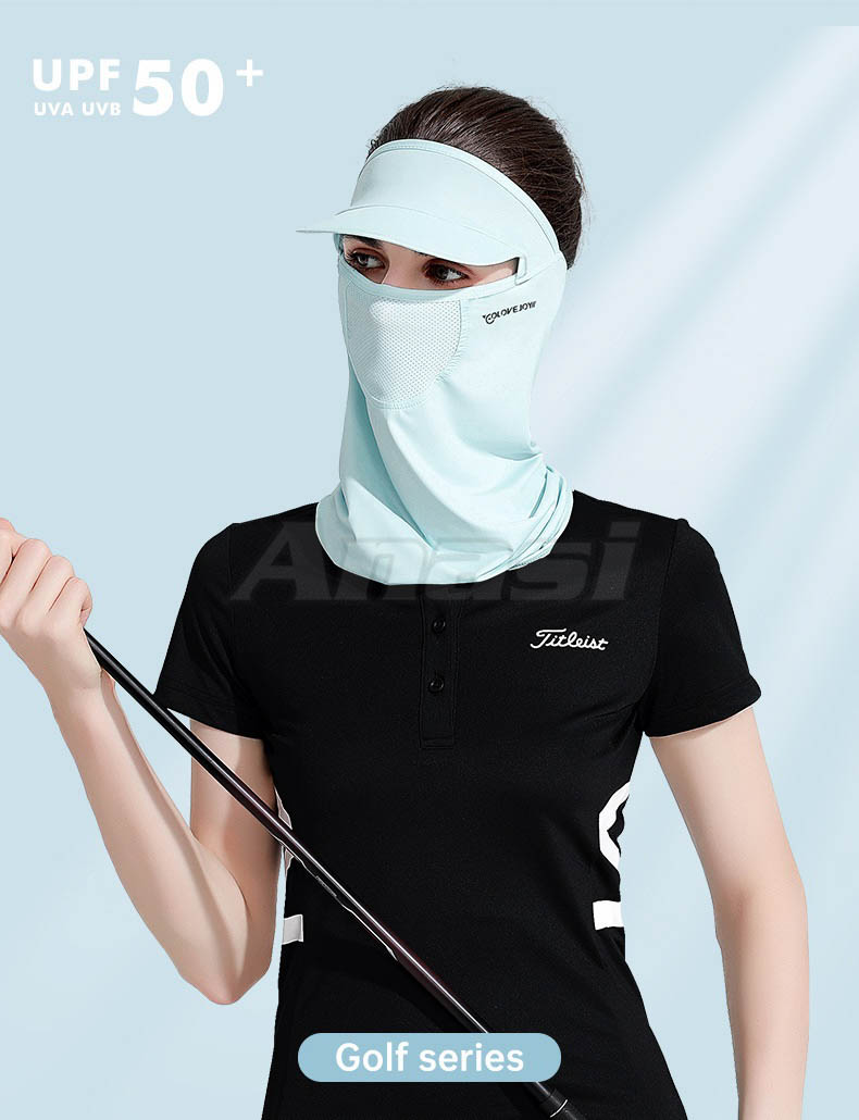 Khẩu trang kèm mũ/ nón kết vải lụa băng mát lạnh Anasi GF14 | Chống tia UV >98% | Chống nắng khi chơi Golf, chạy xe đạp, dã ngoại