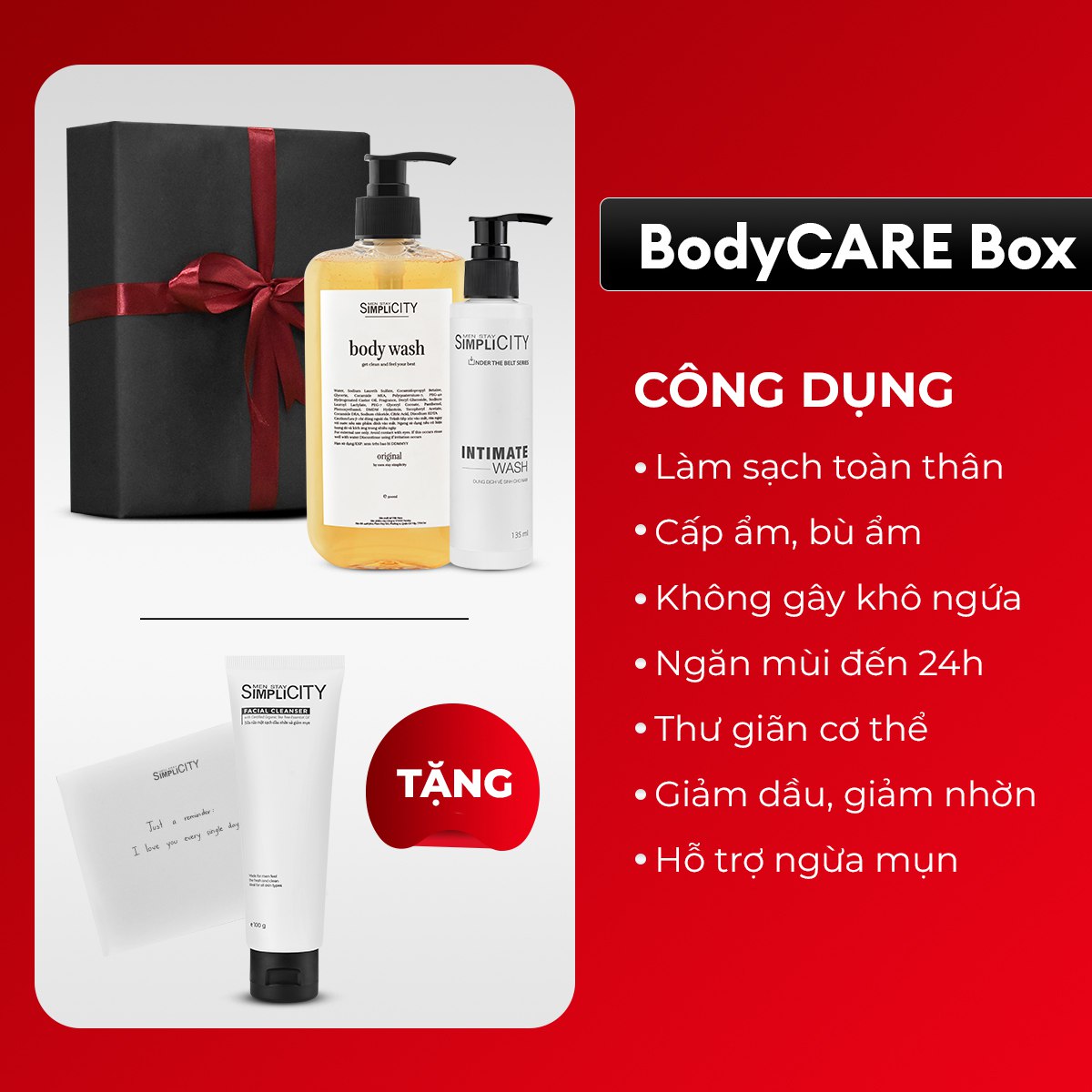 Bộ quà tặng chăm sóc da Men Stay Simplicity Skincare Box &amp; Bodycare Box