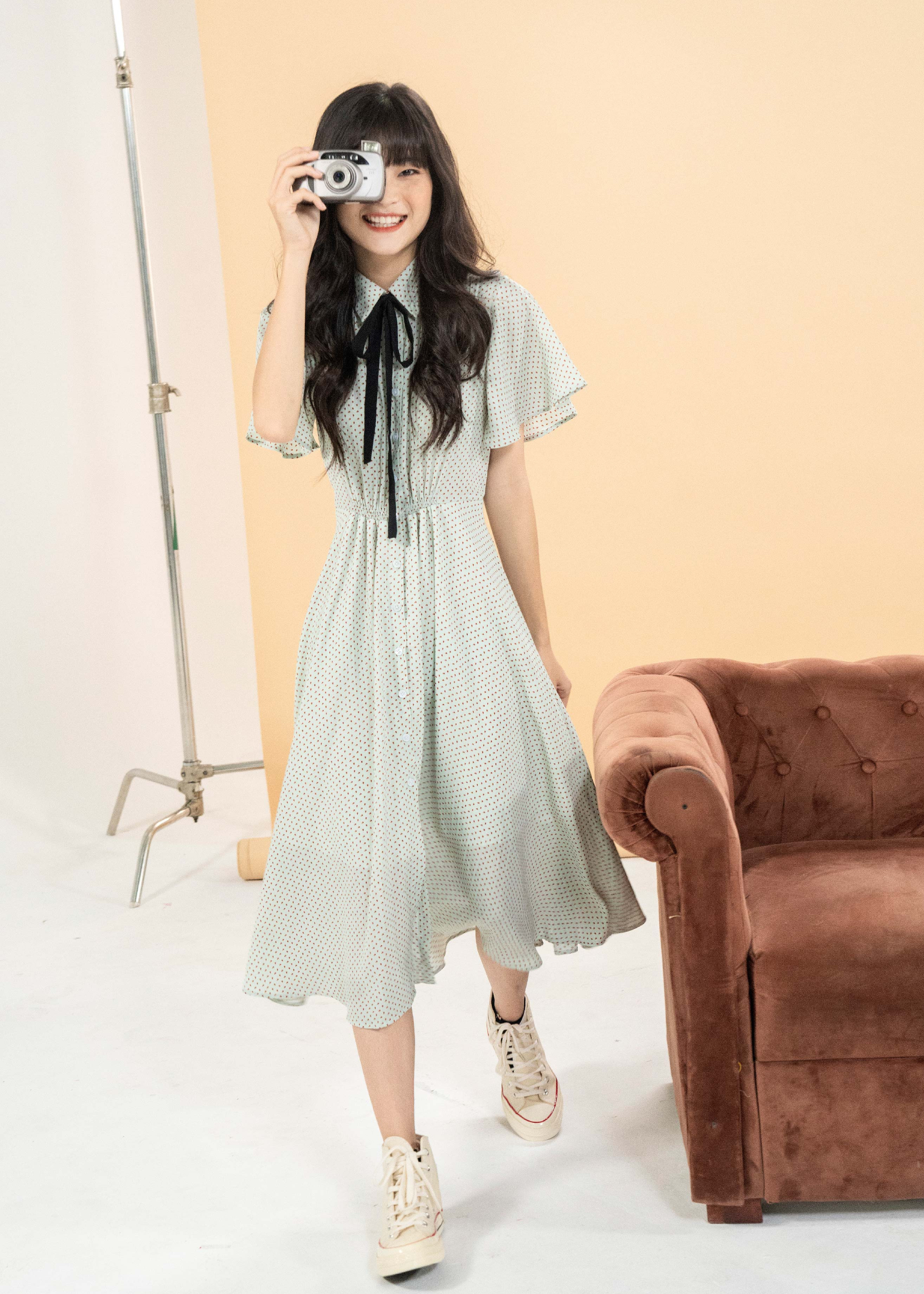 Đầm xanh sơ mi cánh tiên - Maybi Mint Dress