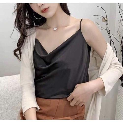 Áo 2 Dây Lụa Cổ Đổ Sang Chảnh Mặc Trong Áo Vest, áo Blazer