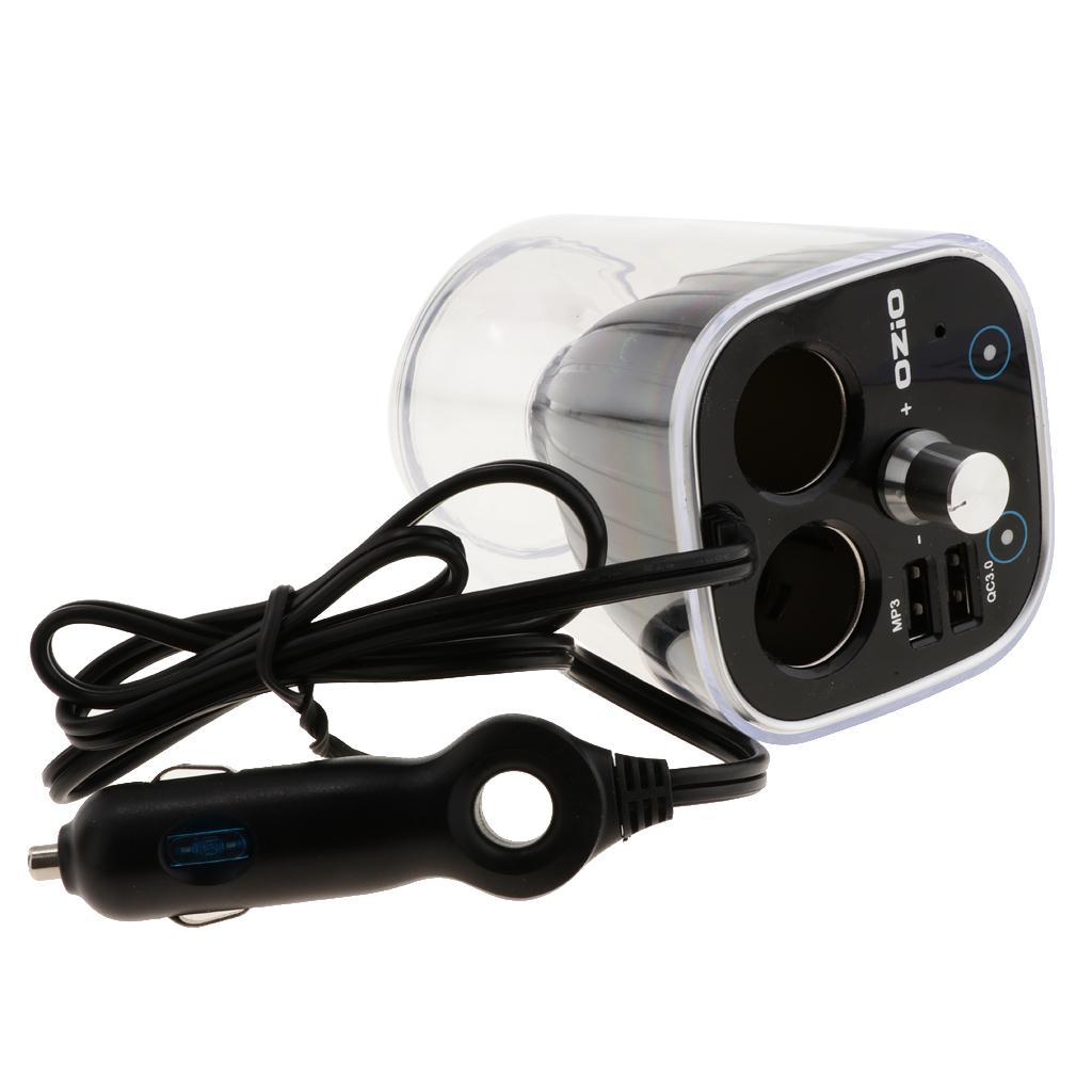 Automobile Dual USB + Bluetooth Car Charger Cigarette Lighter Socket Black
