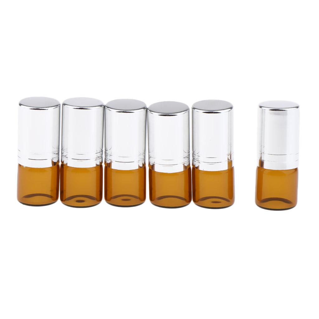 6x 2mL Empty Roller Bottle w/ Glass Ball for Essential Oils