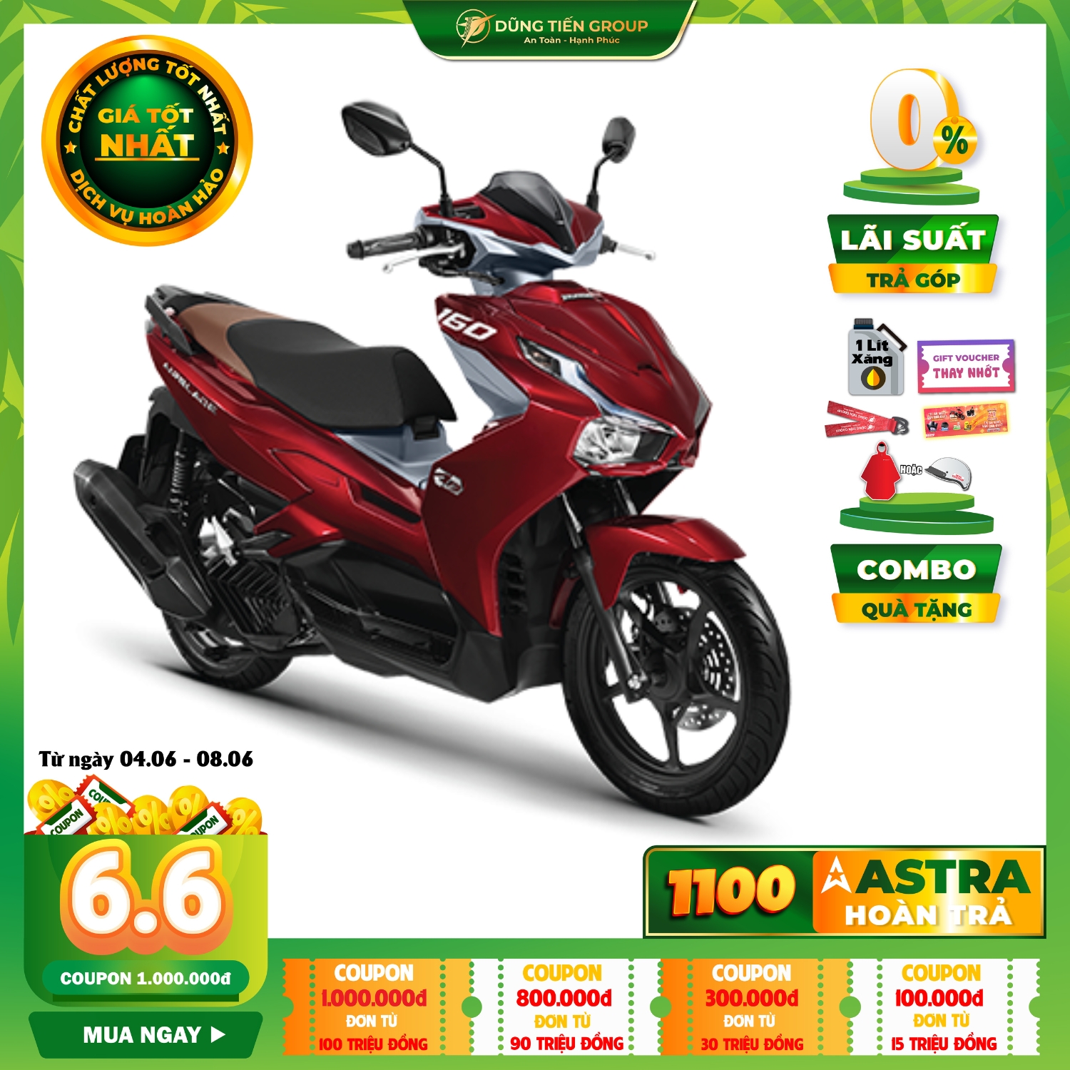 Xe Máy Honda AirBlade 160 Phiên Bản Tiêu Chuẩn 2023 - Đỏ Xám