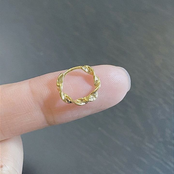 Bông Tai Vàng 14K Vành Gợn Sóng - MOON Jewelry