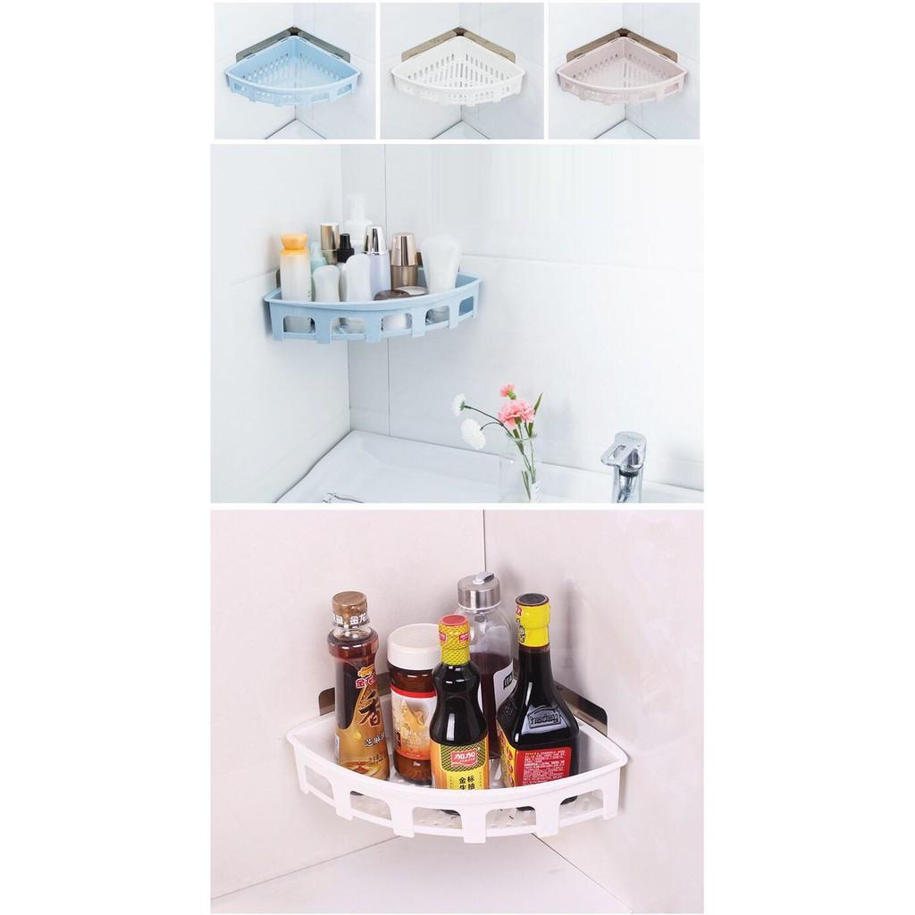 Combo 2 Kệ góc để đồ đa năng chuyên dụng cho phòng tắm, nhà bếp 25x25x6cm - Màu ngẫu nhiên