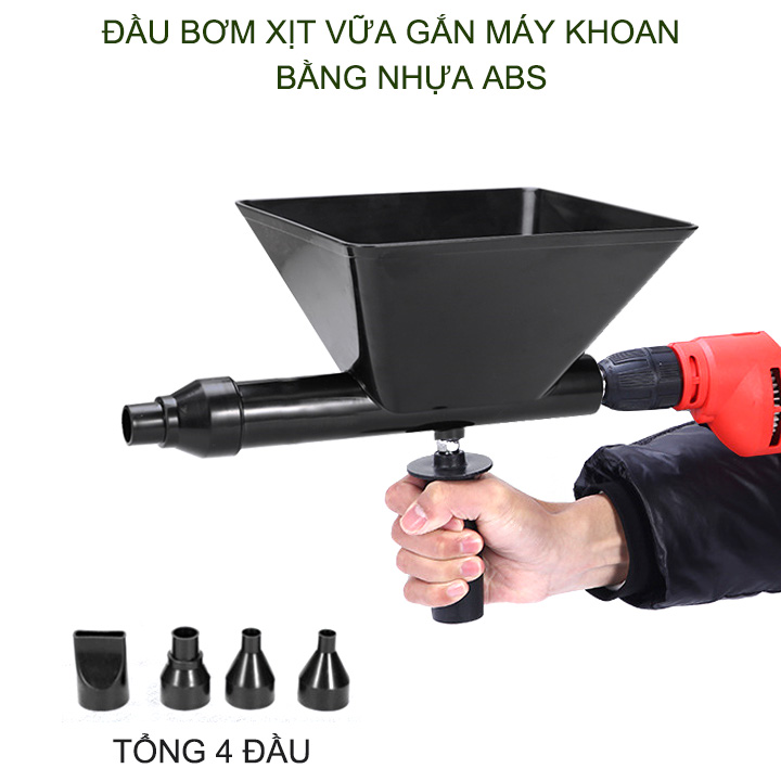 Đầu phun xịt vữa cầm tay gắn máy khoan thông minh tiện dụng, bằng nhựa ABS