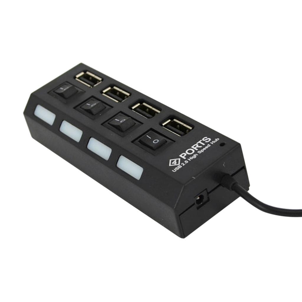 4-Port USB 2.0 Multi Charger High Speed Adapter ON/OFF Switch PC