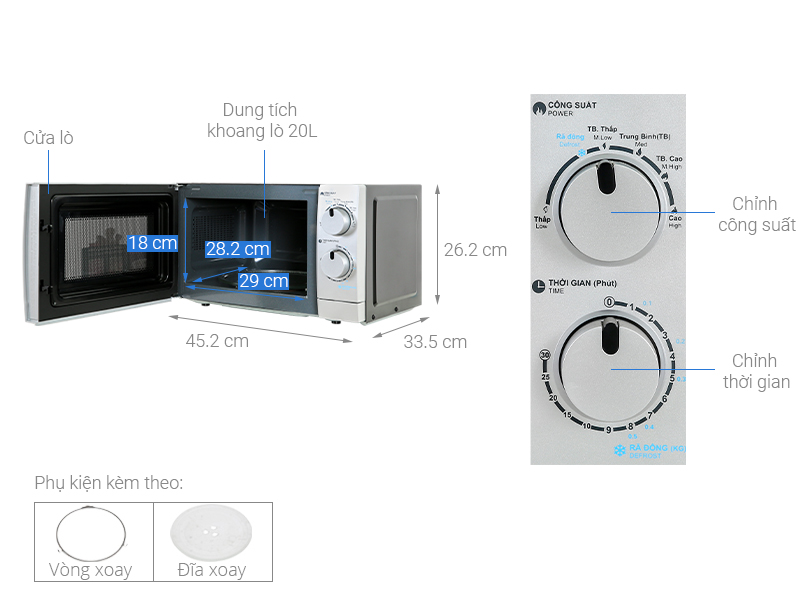 Lò Vi Sóng Sharp R-209VN-SK 700W 20 Lít . Hàng Chính Hãng