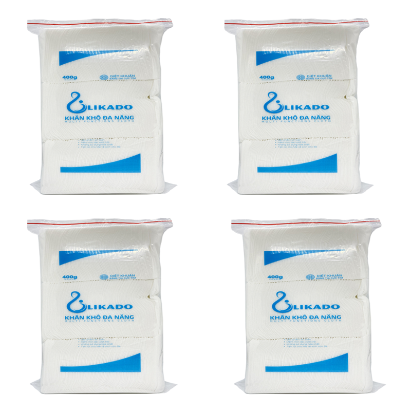4 Bịch Khăn vải khô đa năng LIKADO 400g Mẫu Mới