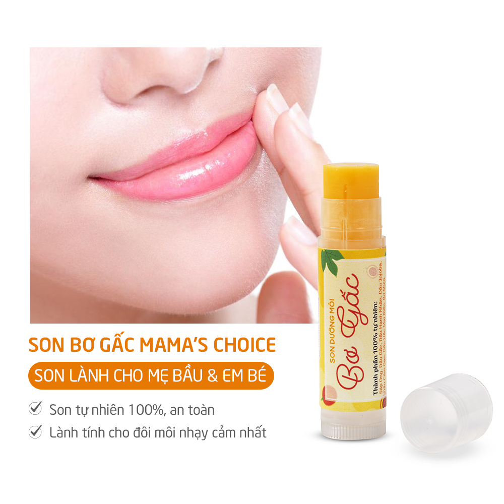 Son Dưỡng Môi Bơ Gấc Dưỡng Ẩm Chống Khô Nẻ Mama's Choice, An Toàn Cho Mẹ Bầu và Trẻ Sơ Sinh (10 gram)