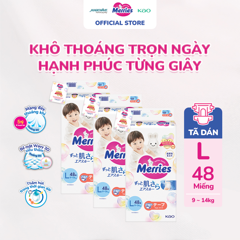Combo 3 túi Tã dán Merries L48