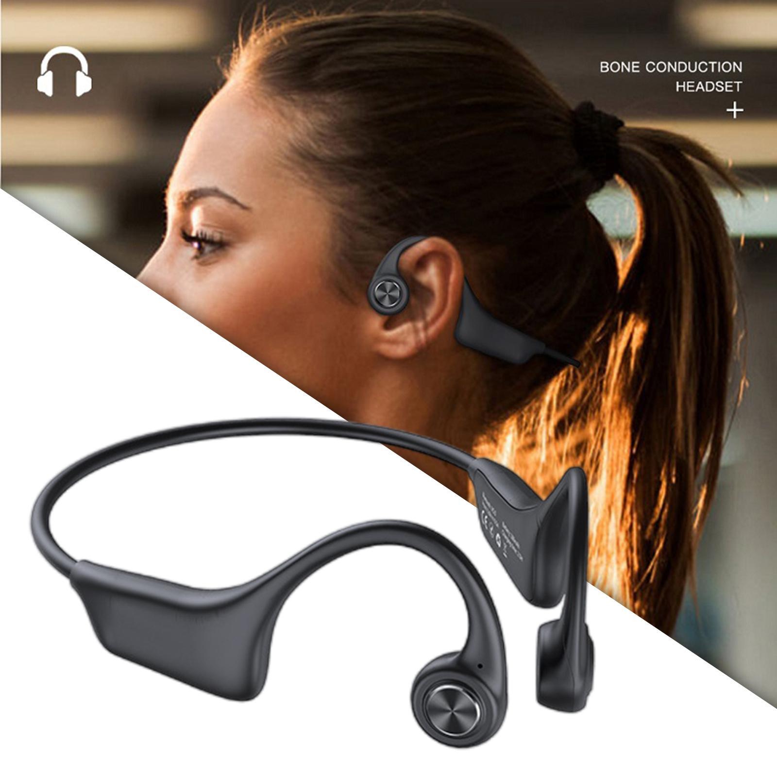 Bone Conduction Headphones Bluetooth 5.0 Wireless Open-Ear Headset Earphones IPX6 Waterproof Sweat-Proof