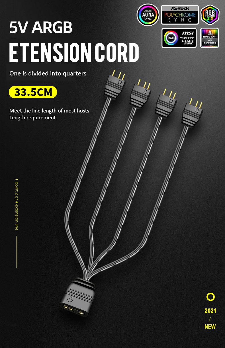 5V 3 Pin 3pin Sang SATA ARGB Mini Adapter Điều Khiển HUB Quạt Máy Tính Đèn LED Chiếu Sáng CPU Nước Làm Mát RGB cáp Điều Khiển