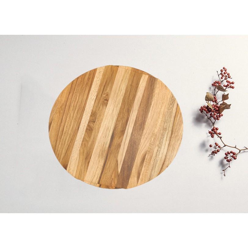 Thớt gỗ teak hình tròn có viền cầm R- 27 cm giá rẻ - Wood Cutting Boards Hàng Xuất Khẩu Châu Âu