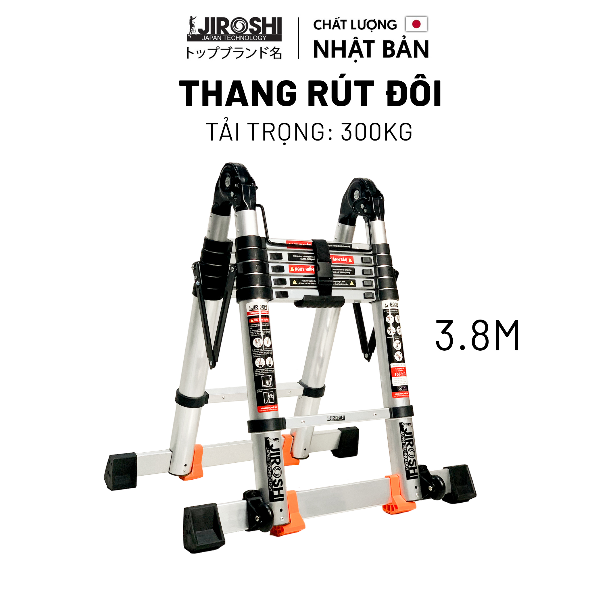 Thang nhôm rút chữ A 3m8 5m 5m6 6m4 7m2 công nghệ  nhật bản bảo hành 12 tháng